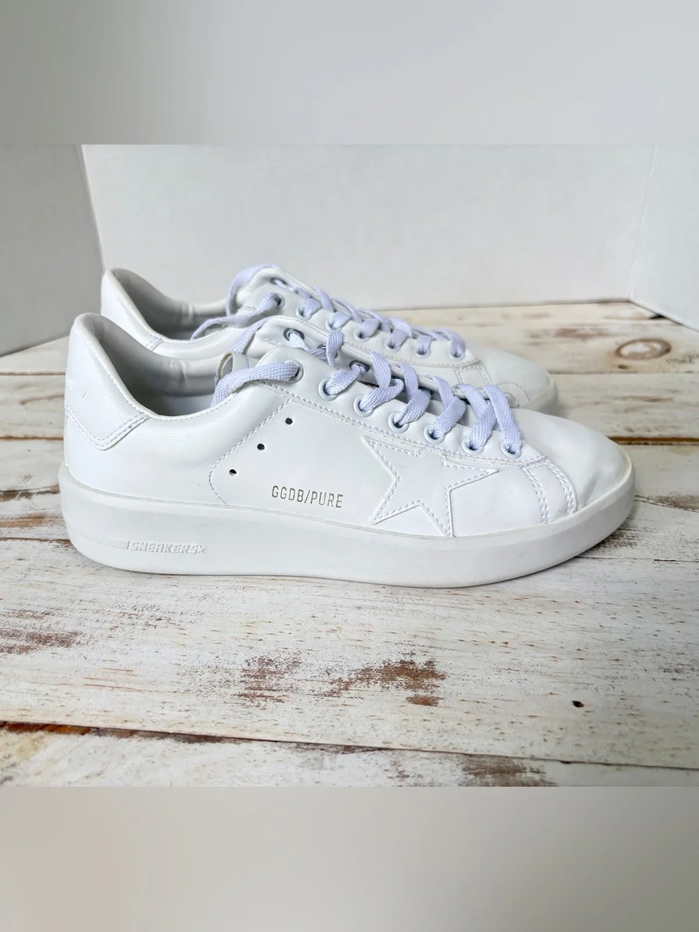 Golden Goose Pure-Star Bio-Based Sneakers white 38 vegan luxury minimalist EUC